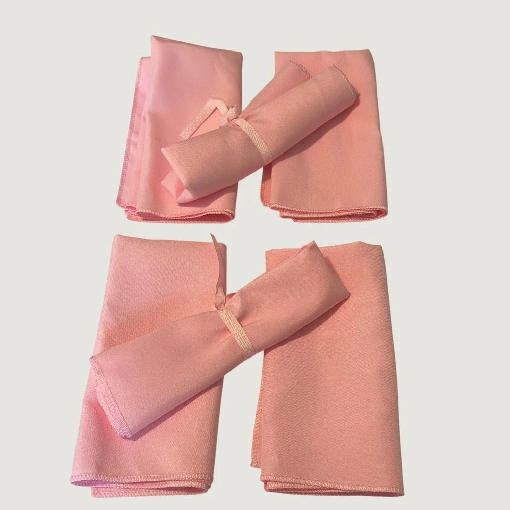 Set of 6 Pink Cloth Napkins 17x17 Square Polyester Table Linens Dinner Party